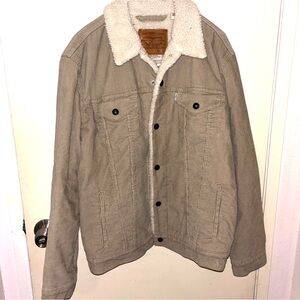 Levi's Tan Corduroy Jacket, Fleece Lined with Sherpa Collar Size L